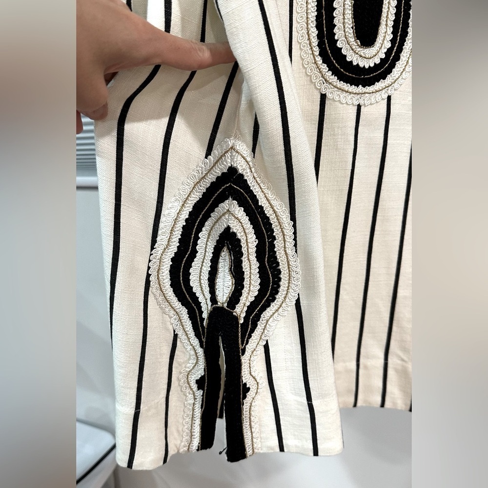 NWT Tory Burch Ivory Black Filipa Rayon Slub Stripe Tunic 4 - Picture 12 of 14